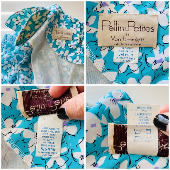 Vintage 80’s Pellini Petites Abstract Floral Midi Dress - Picture 15 of 16